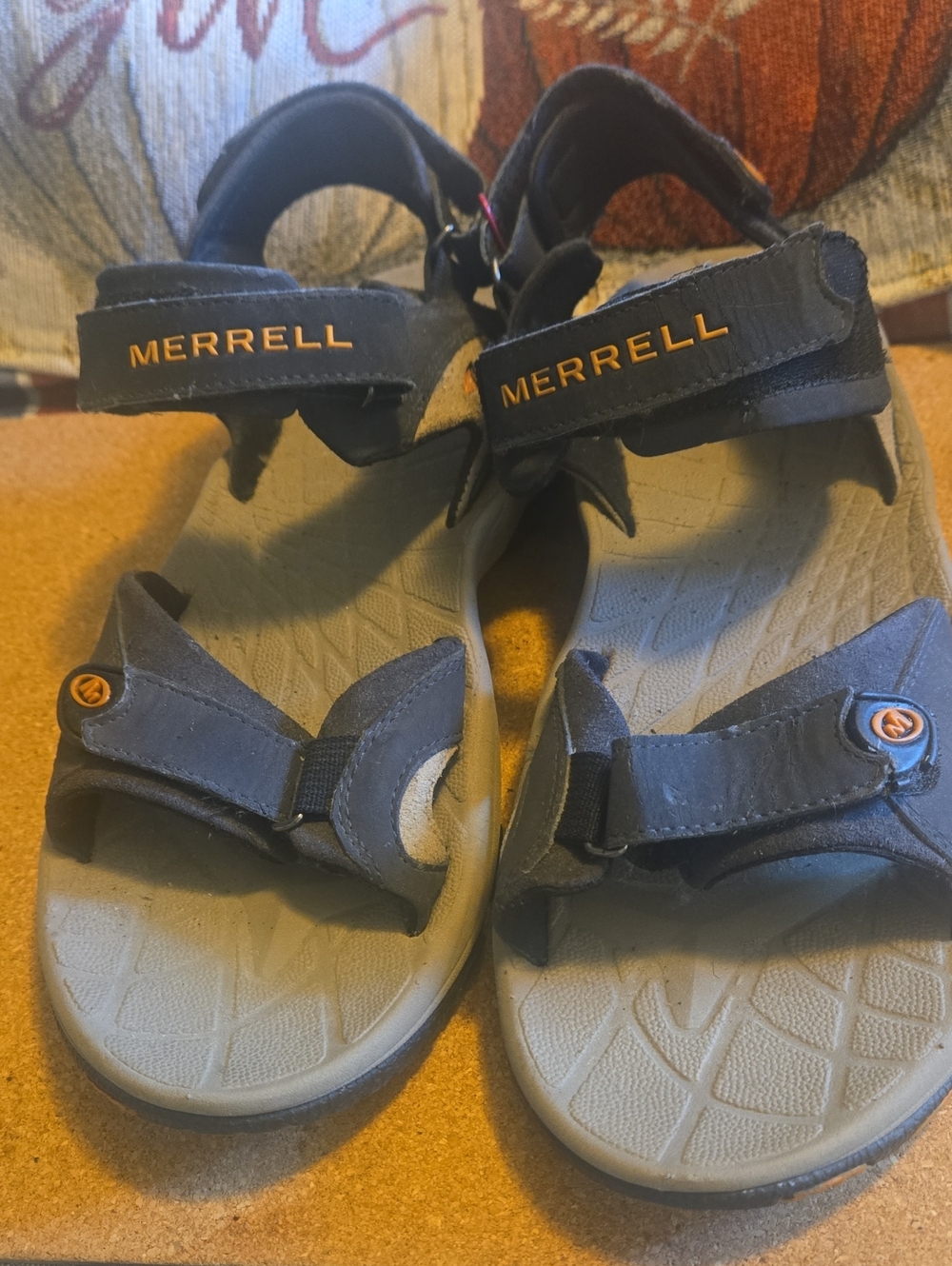 Merrell Men's Black and Gray Adjustable Outdoor Sandals